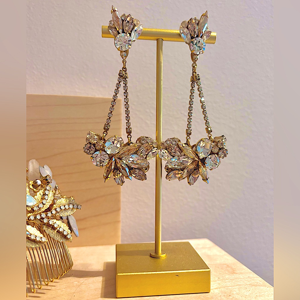 Swarovski Crystal And Gold Chandelier Earrings